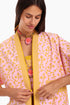 Short jacket in printed cotton with one front button and side slits